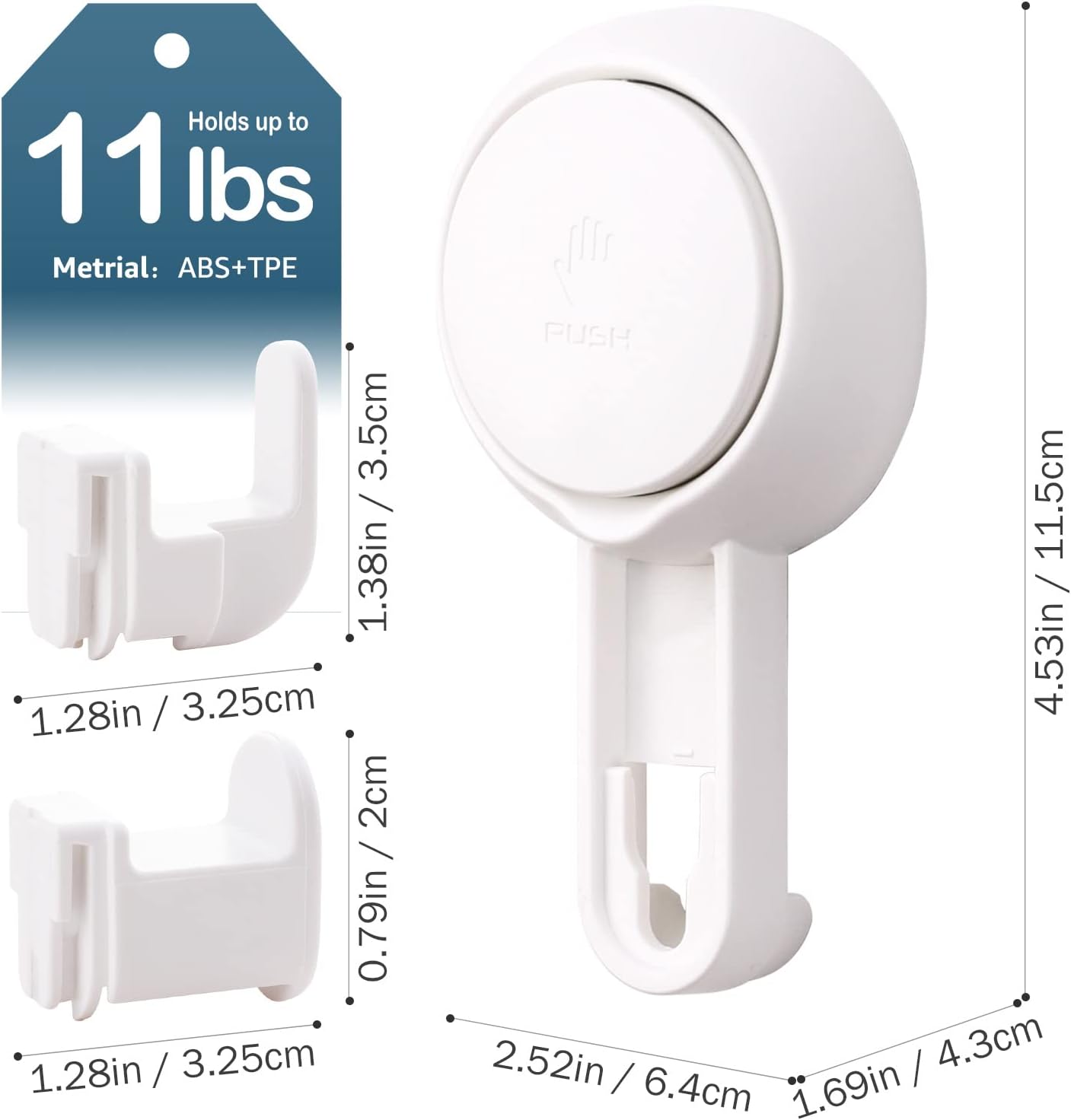 Razor Holder for Shower 2 Pack, Powerful Vacuum Suction Cup Hook for Towel, Loofah, Razor, Squeegee, Damage-Free Wall Shower Hook, Shaver Holder for Bathroom, Easy to Install and Reuse, Black