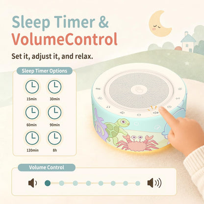 Kipcush White Noise Machine for Baby & Adults, 30 Soothing Sounds, Sleep Sound Machine with 8 Color Night Light, Memory Function, White Noise for Sleeping, Nursery, Office, Travel & Relaxation