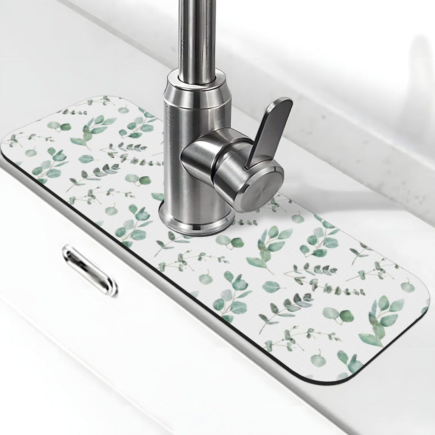 Abstract Flower Blooming Floral Watercolor Kitchen Sink Splash Guard Faucet Mat Super Absorbent Fast Drying Mat Sink Gadgets-Fast Drying Pad Sink Mat For Kitchen Bathroom (15" X 5.5" )
