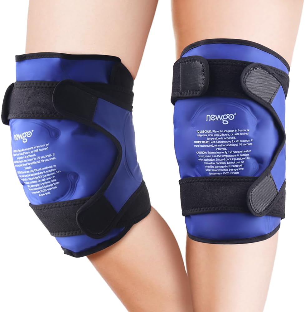 NEWGO Knee Ice Pack Wrap, 360° Full Wrap, Blue | Y-shaped Strap Stays Put, Reusable for Knee Replacement, ACL, Arthritis, Swelling, and Sports Injuries, 21.7" x 9.8"
