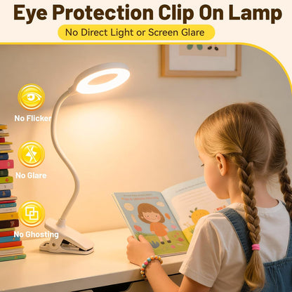 Clip on Reading Light for Bed Headboard, 5 Colors & 5 Brightness, Black