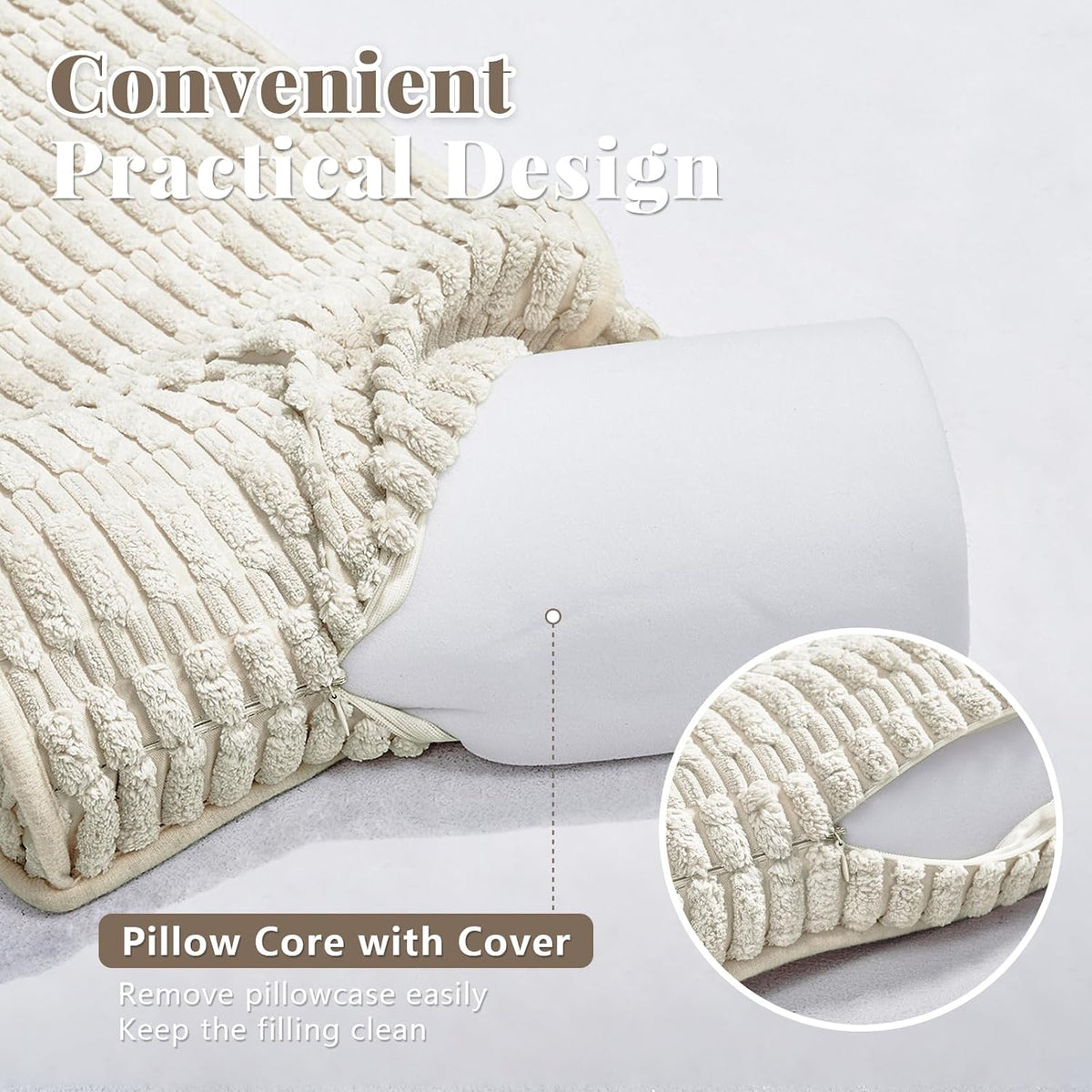 Headrest and Support Pillow,Recliner Pillow for Neck, Head, or Foot for Office or Massage Chairs, Neck Pain Relief and Cervical Support. Nonslip, Zipped Cover.(Cream, 5.5" Wx13 Lx3 H)