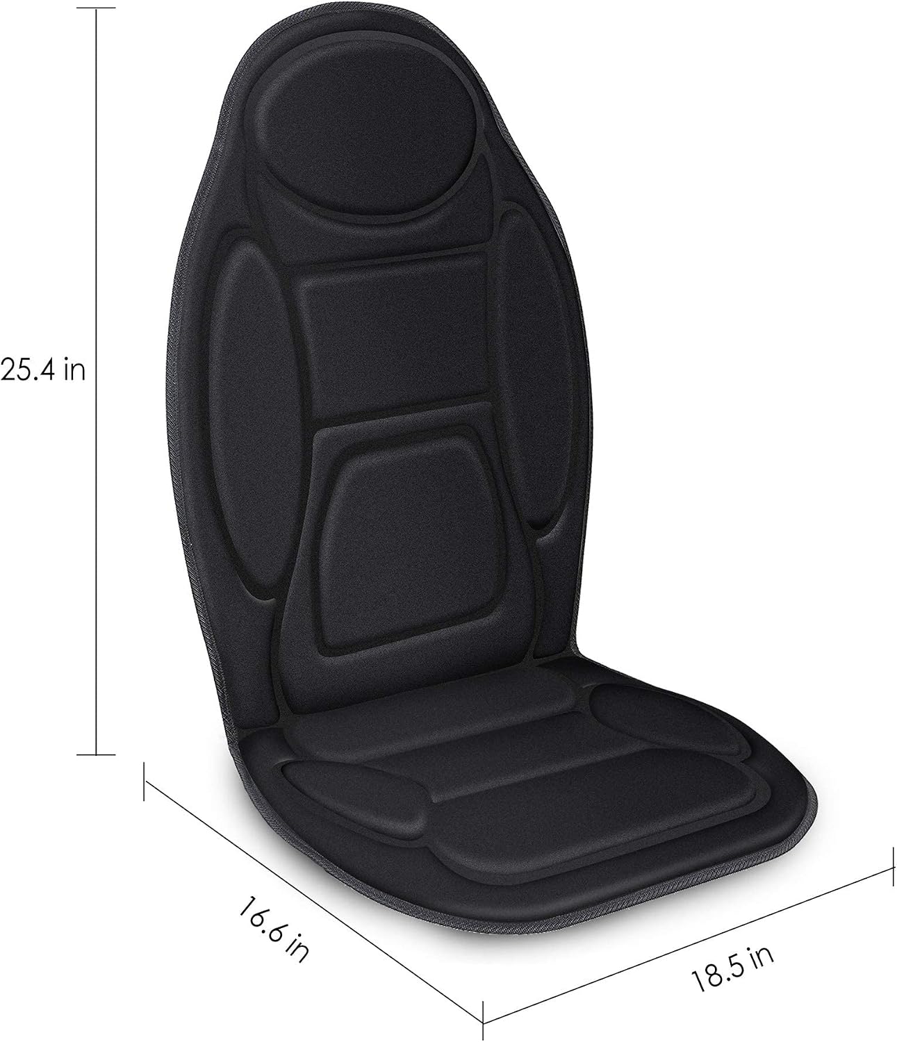 Snailax Massage Seat Cushion - Back Massager with Heat, 6 Vibration Massage Nodes & 2 Heat Levels, Massage Chair Pad for Home Office Chair, Black