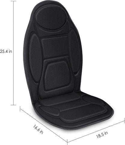 Snailax Massage Seat Cushion - Back Massager with Heat, 6 Vibration Massage Nodes & 2 Heat Levels, Massage Chair Pad for Home Office Chair, Black