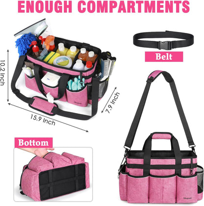 Wearable Cleaning Caddy Bag, Cleaning Caddy Supplies Organizer with Handles for Cleaners & Housekeeper, Under Sink & Car Cleaning Tool Organizers Bag with Adjustable Shoulder Strap&Waist Belt