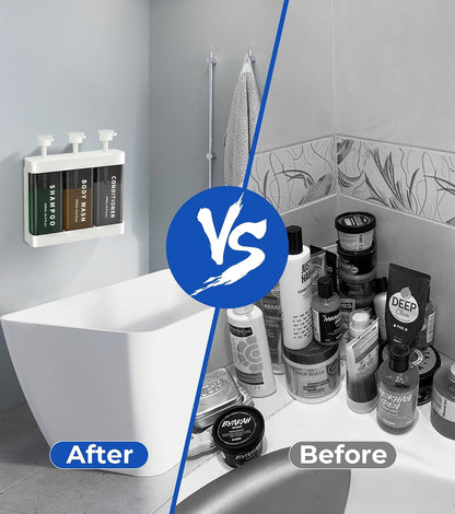 Shampoo and Conditioner Dispenser Shower Soap Dispenser 3 Chamber No Drill, 3 * 16.9 fl.oz Shampoo Dispenser for Shower Wall Mounted Shower Shampoo Dispenser 3 Chamber for Bathroom Hotel Black