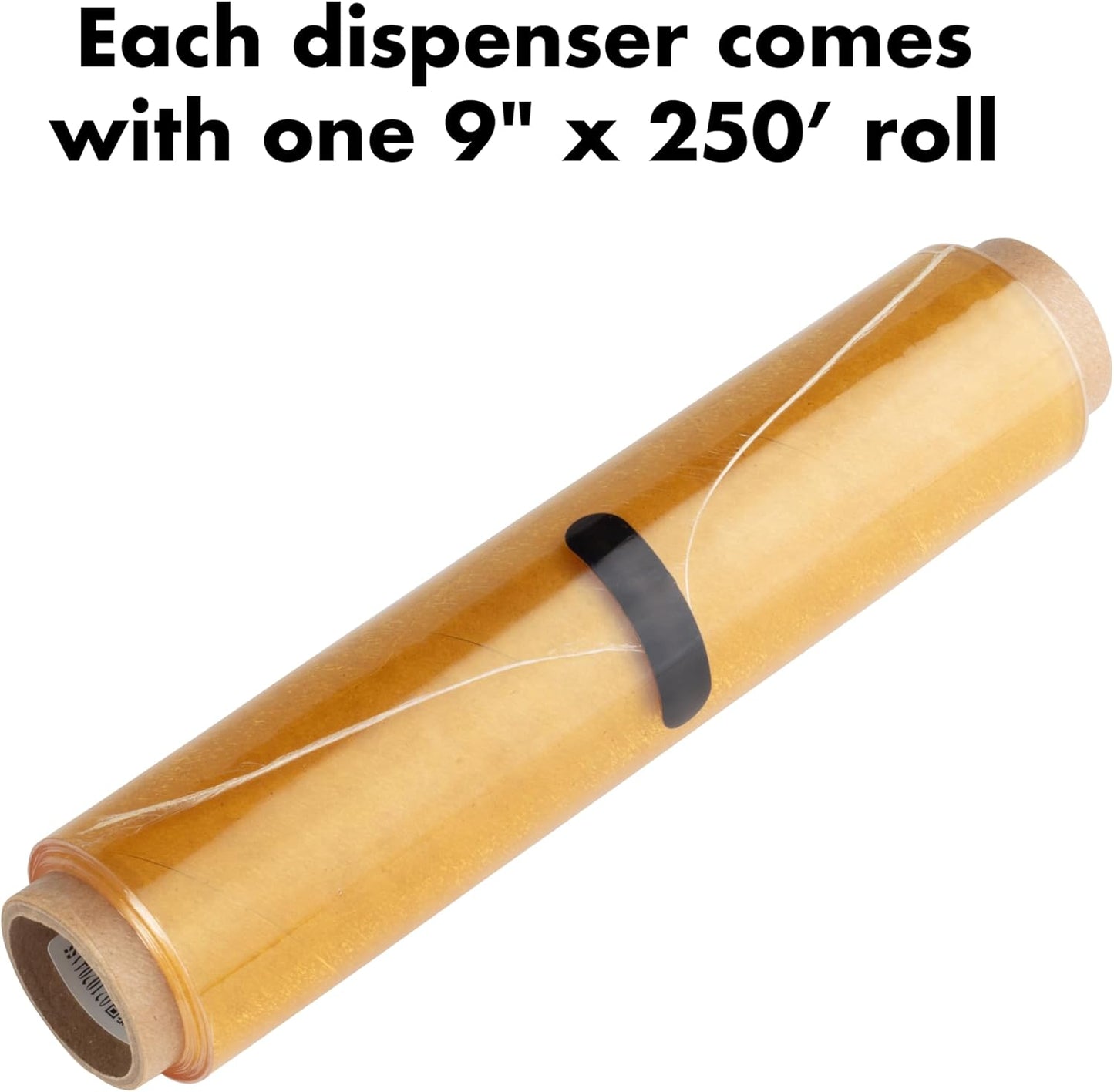 ChicWrap Subway Tile Plastic Wrap Dispenser - Includes 9"x250' roll | Small, Reusable Plastic Wrap Dispenser with Four Non-Slip Rubber Feet and Slide Cutter