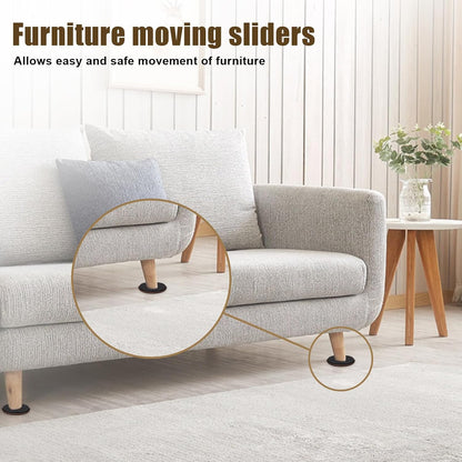 10PCS Furniture Sliders, 3 1/2" Furniture Sliders for Hardwood Floors, Reusable for Carpet, Heavy Duty Furniture Movers Sliders, Carpet, Floor Protectors (Beige)