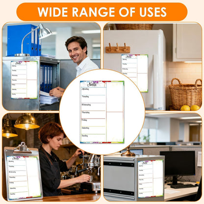 Magnetic Weekly Meal Planner, Fridge Dry Erase Menu Board (A) | 8 x 12 inch dry erase whiteboard with strong magnetic backing for weekly menus, notes, grocery lists, families and roommates