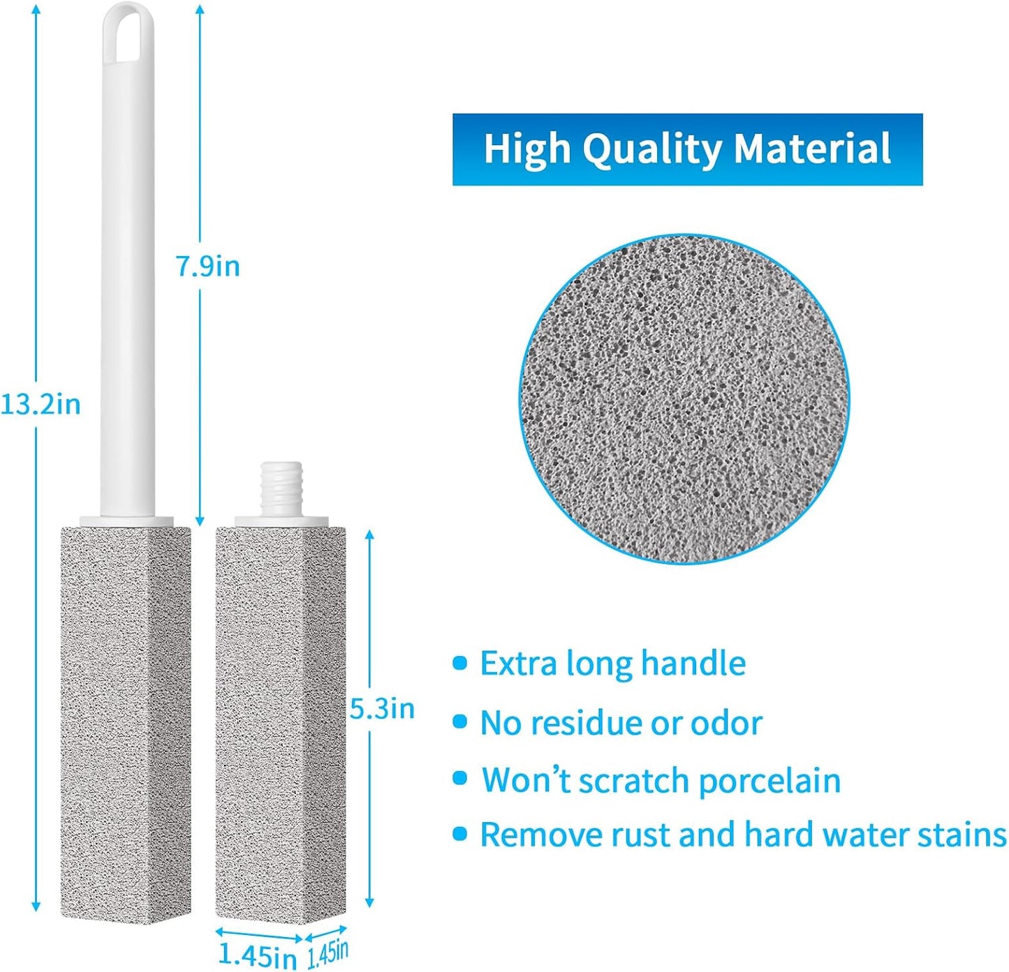 4TH Pumice Stone Toilet Bowl Cleaning – Pumice Sticks with Long Handle, Ideal for Removing Hard Water Rings and Stains, Eco-Friendly and Scratch-Resistant-3Pack
