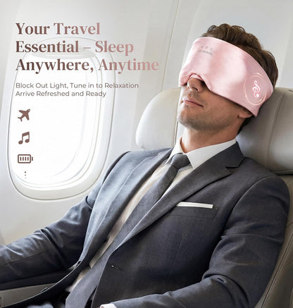 LC-dolida 3D Silk Bluetooth Sleep Mask, Mulberry Silk Sleep Mask with Bluetooth Headphones, Bluetooth Eye Sleep Mask for Side Sleepers, Total Blackout Bluetooth Eye Mask for Women Men, Black