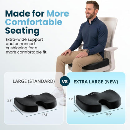 ComfiLife Doctor Recommended Seat Cushion - Premium Gel & Memory Foam Office Chair, Car Seat, Lifting Cushion - Chair Cushions for Back & Sciatica Relief - Seat Cushions for Office & Desk (Black)