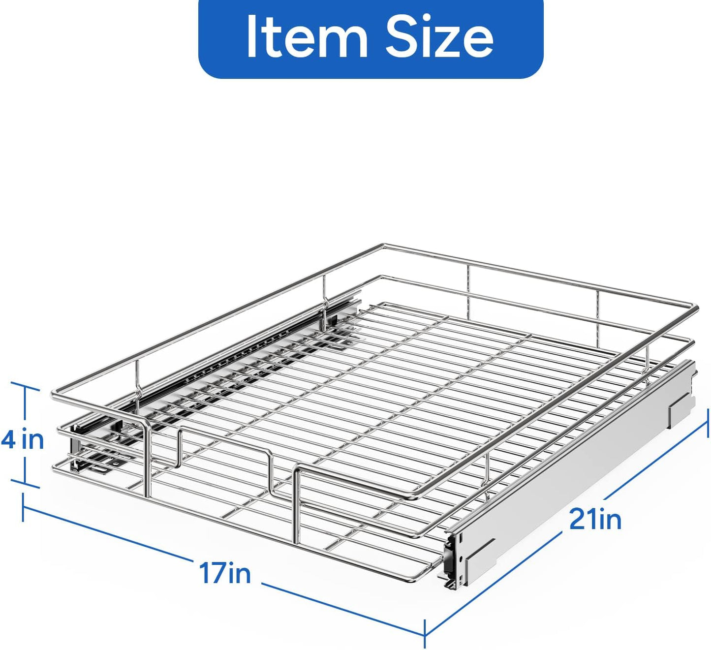 ROOMTEC Pull Out Cabinet Organizer, Pull Out Shelves 5½" W x 21½" D, Heavy Duty Cabinet Drawers Slide Out Kitchen Organizers Storage Shelf