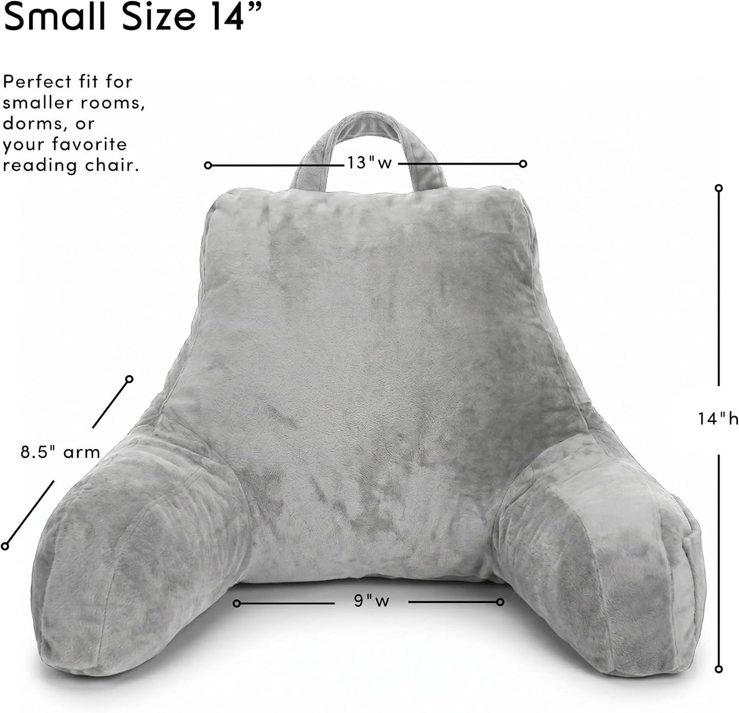 Nestl Reading Pillow with Shredded Memory Foam, Designed for Sitting Up in Bed and Couch, Back and Arms Adjustable Support for Adult & Teens Backrest Pillows for Reading, with Washable Cover Dark Grey