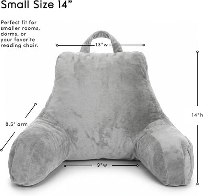 Nestl Reading Pillow with Shredded Memory Foam, Designed for Sitting Up in Bed and Couch, Back and Arms Adjustable Support for Adult & Teens Backrest Pillows for Reading, with Washable Cover Dark Grey