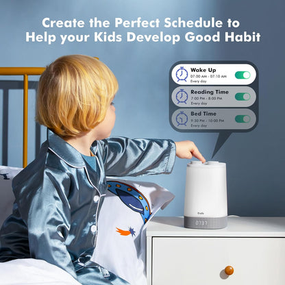 Baby Sound Machine, Nursery Night Light for Kids, Alarm Clock, White Noise Machine for Sleeping, OK to Wake Clock for Toddlers, APP Control, Fan Rain Wave, Sleep Trainer