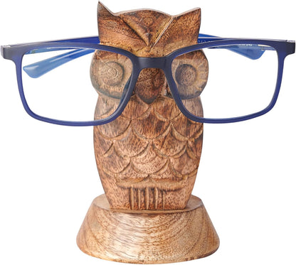 Birthday Gifts for Women Wooden Owl Glasses Holder Night Stand Reading Eyeglass Spectacle Retainer Gifts for Adults Women Men Him Her Mom Dad Car