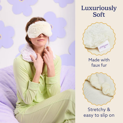 warmies Microwavable Eye Mask for Warmth & Comfort - Heating & Cooling Compress for Calming Relaxation - Weighted & Heated Eye Mask with Scented Lavender for Sleeping - Snowy
