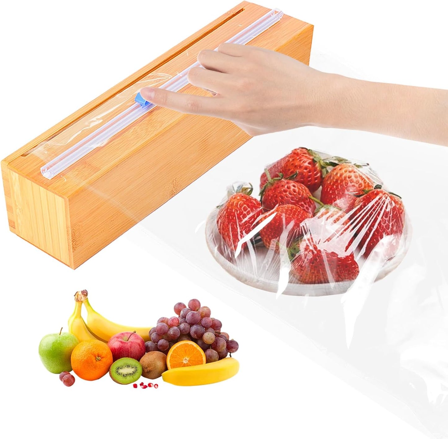 Plastic Wrap Dispenser with Cutter for Aluminum Foil, Plastic Wrap and Wax Paper, Fits 13" Roll（Plus）