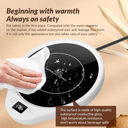 Mug Warmer, Upgrade Coffee Warmer & Cup Warmer for Desk with 3 Temperature Settings, More Hot Coffee Mug Warmer with Timer, 4H Auto Shut Off for Keep Best Flavor for Cocoa, Tea, Water, Milk, White