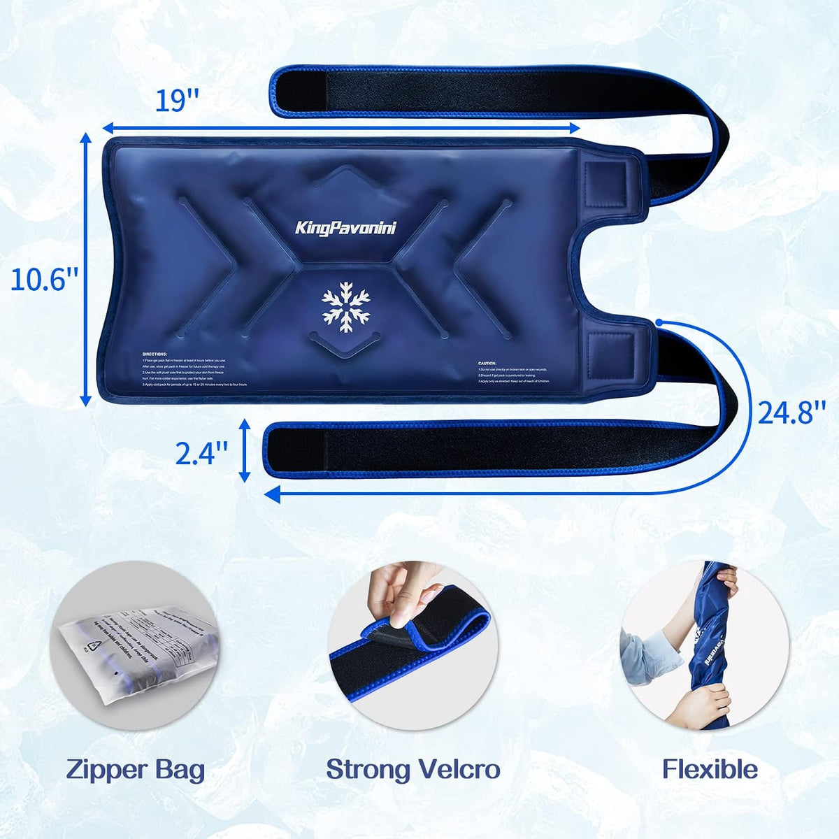 KingPavonini XXL Knee Ice Pack Wrap Around Entire Knee, 1 Pack, Blue