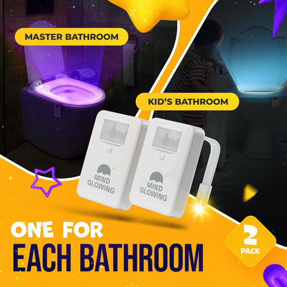 Mind-Glowing Night Safety & Bedtime Serenity Set: Toilet Light with Motion Sensor (2 Pack) & Zen Moon Lamp