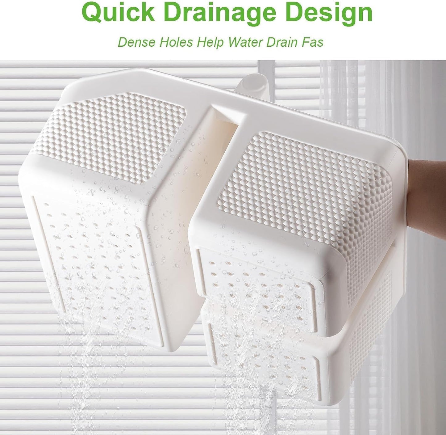 Plastic Shower Caddy Portable Shower Basket with Bamboo Handle, White | Cleaning Caddy Organizer Storage Tote for Bathroom, College Dorm Essentials, Bath Toy Storage