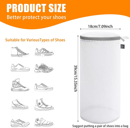 Shoe Washing Machine Bag, Laundry Bag for Sneakers, Orange, 7x15 | Bag to Wash Shoes in Washer and Dryer, for Tennis, Footwear, Trainers, Slippers, Prevent Tangling, Honeycomb Mesh