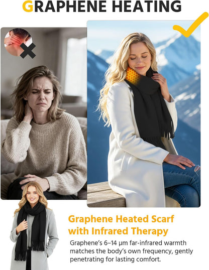 Wulcea Graphene Heated Scarf For Women 5V2A 6000mAh Fast Charge Large Capacity Battery