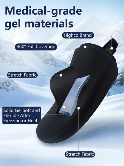 Foot Ice Pack for Toes,Freeze Flexible Ice Gel Socks Cold &Hot Therapy,Foot & Toe Ice Pack Wrap for Tendonitis, Plantar Fasciitis, Swelling, Sprained,Sport Injuries,Black (Black-2 Packs)