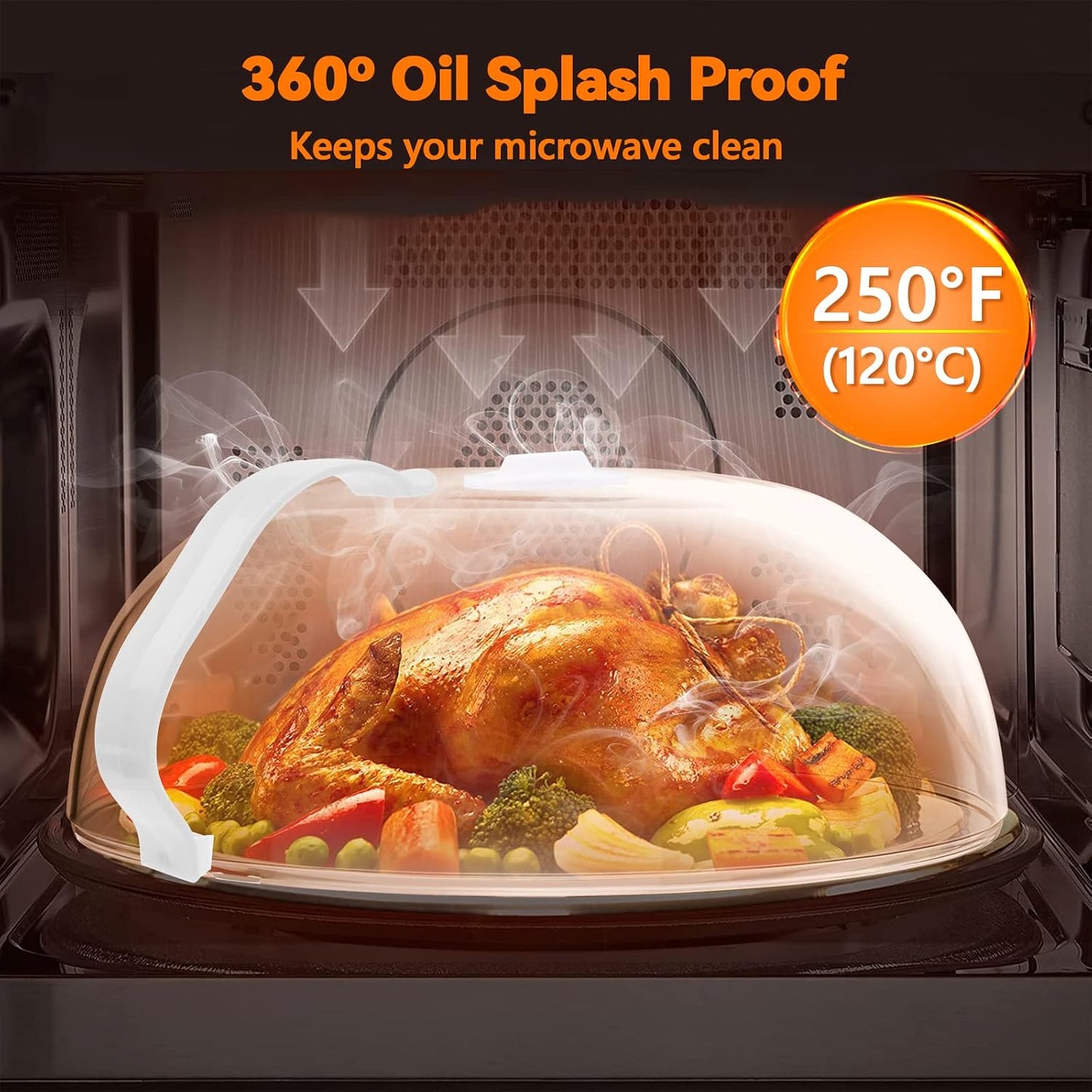 Microwave Cover for Food Splatter, BPA Free, Microwave Plate Cover Guard Lid with Handle, Food Cover Steam Vents Keeps Microwave Oven Clean-2 Pack