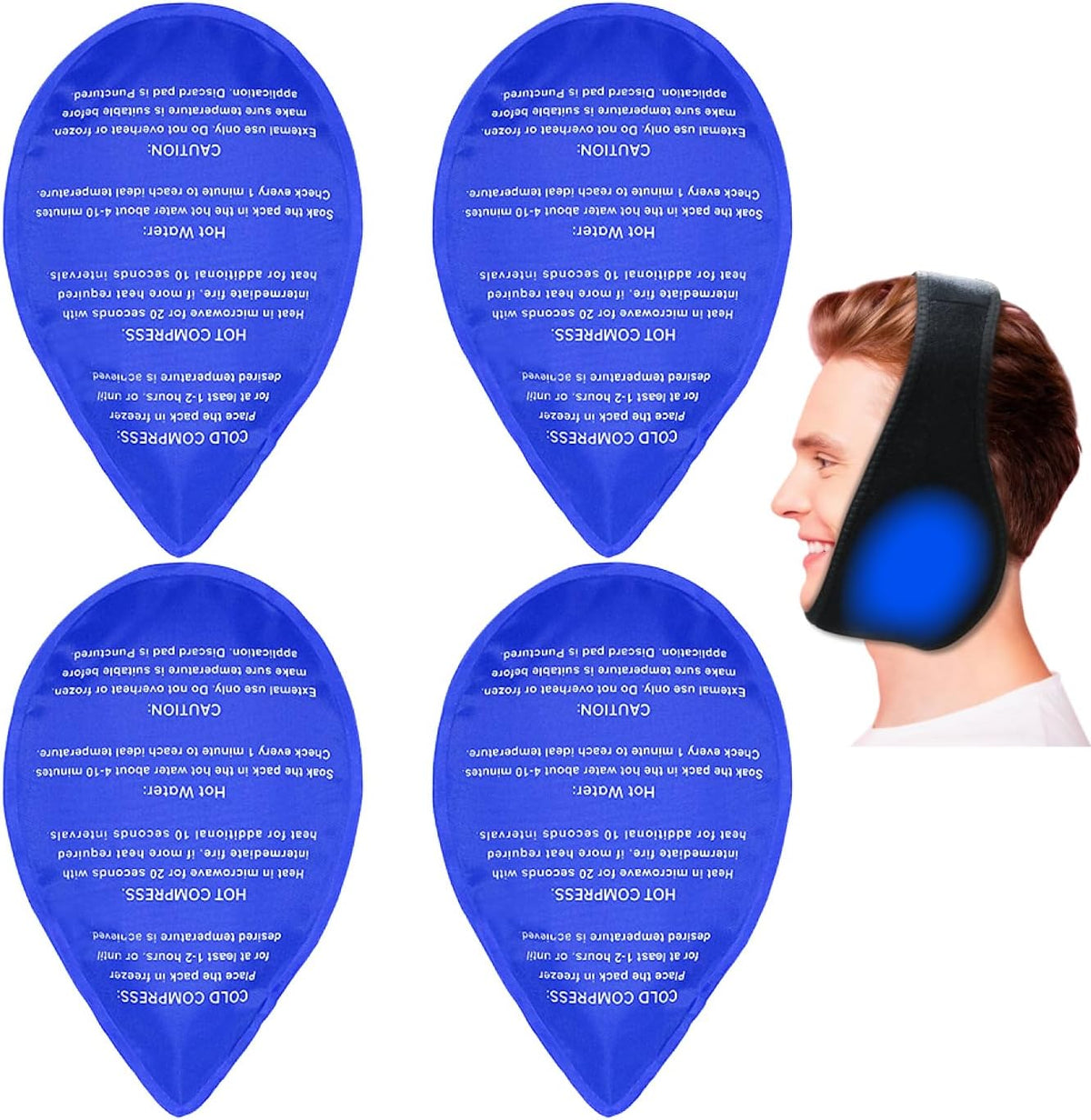 ZNÖCUETÖD 4 Packs Small Gel Ice Packs for Injuries Reusable Compatible with Wisdom Teeth Ice Pack Head Jaw Face Wrap Oral Dental Surgery Recovery