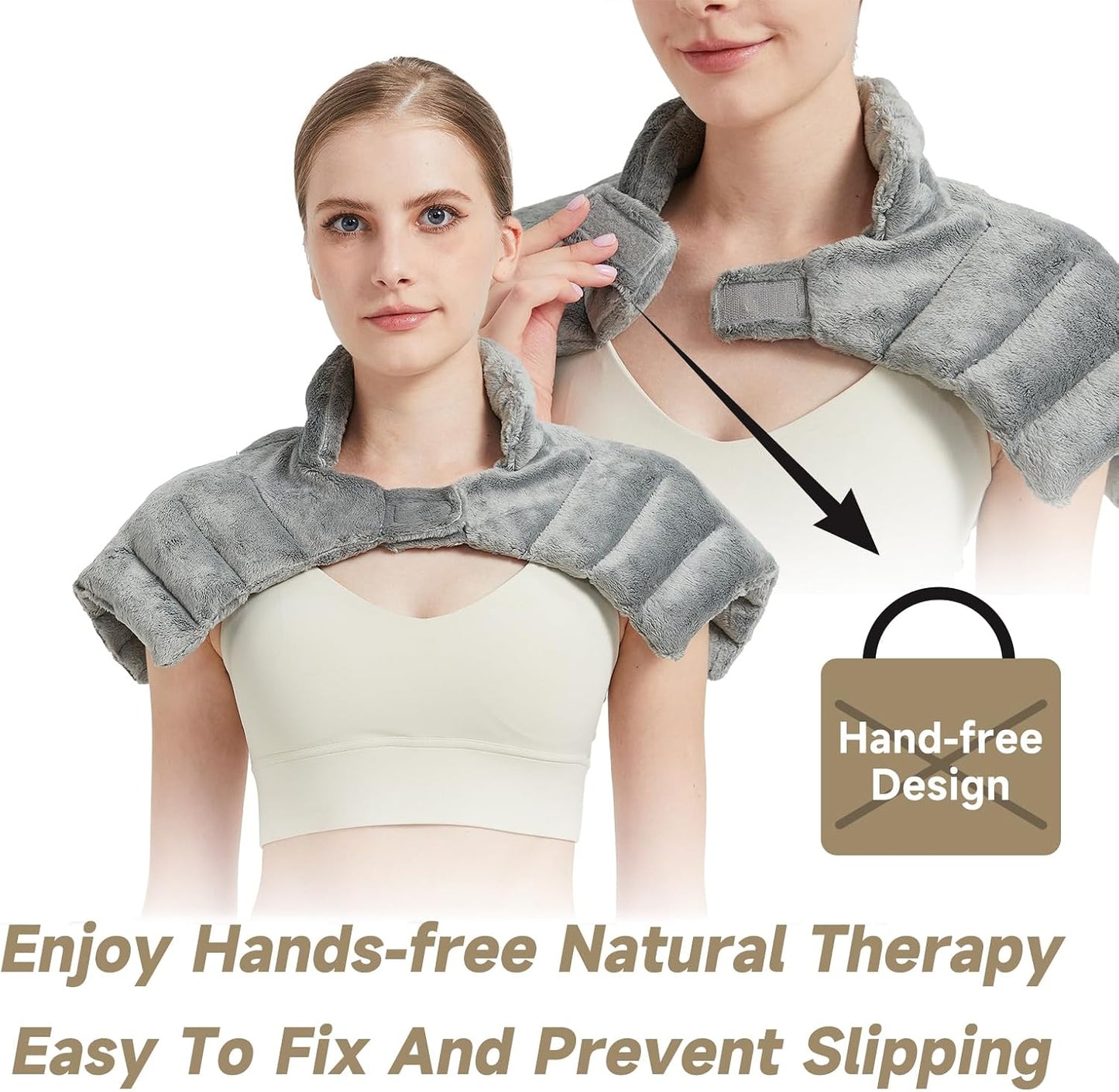 Microwavable Heating Pads, Microwave Heating Pad for Neck and Shoulders, Heated Neck Wrap, Wearable Neck Warmer Microwavable, Hands-Free Weighted Shoulder Wrap for Relax and Soothing