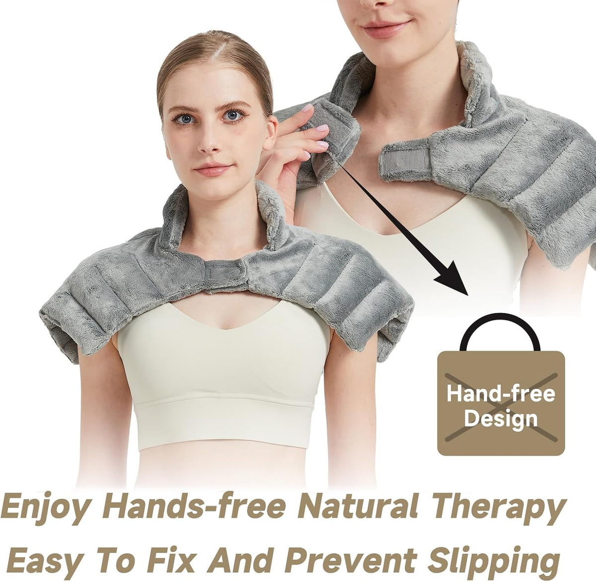 Microwavable Heating Pads, Microwave Heating Pad for Neck and Shoulders, Heated Neck Wrap, Wearable Neck Warmer Microwavable, Hands-Free Weighted Shoulder Wrap for Relax and Soothing