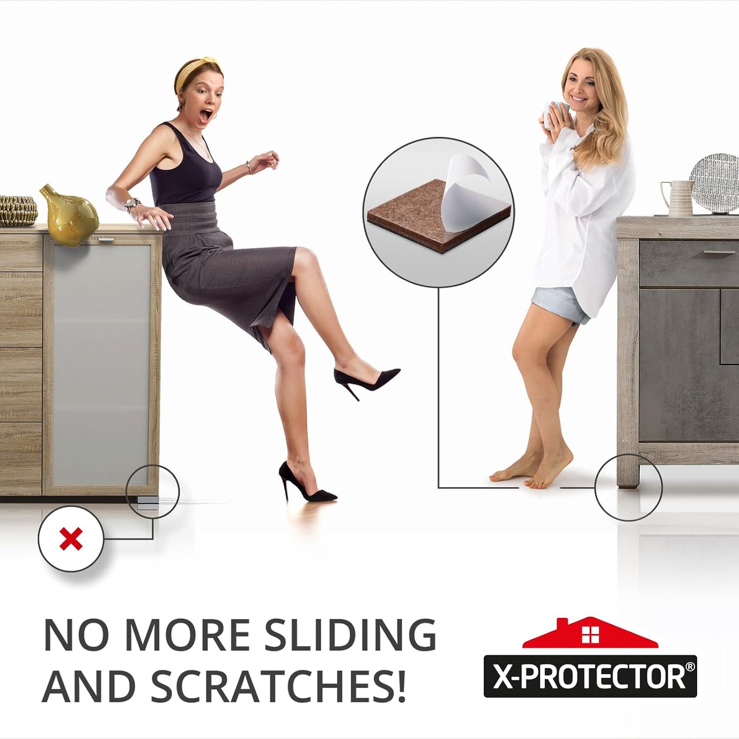 X-PROTECTOR Non Slip Furniture Pads – 12 Premium Furniture Grippers 3"! | Best Self Adhesive Rubber Feet Furniture Feet – Ideal Non Skid Furniture Pad Floor Protectors – Keep Furniture in Place!