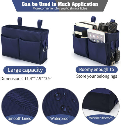 Bseash Bunk Bed Organizer, Bedside Caddy Hanging Bed Organizer Storage Bag 8 Pockets, for College Dorm Rooms Bed, Hospital Bed, Baby Bed Rails, 600D Oxford Cloth