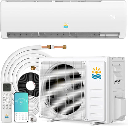Rellytech Mini Split AC/Heating System - 9000 BTU Mini Split AC Inverter Heating and Cooling, 19 SEER2 115V/110V Energy Efficient Ductless Air Conditioner Up to 550sq.ft, Pre-charged System