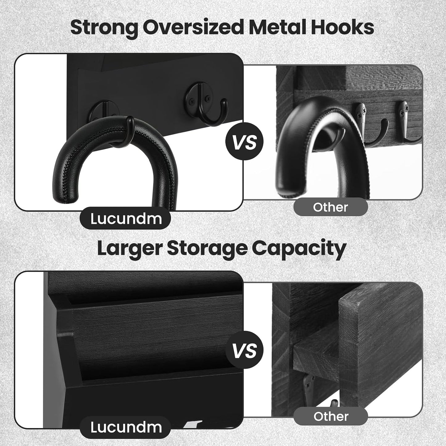 Mail and Key Holder, Wall Key Holder with 2 Mail Organizer Slot and 3 Hooks | Decorative 8.86" x 11.42" Mail Holder, Real Paulownia Wood with Keyhole Brackets, Hardware and Instructions