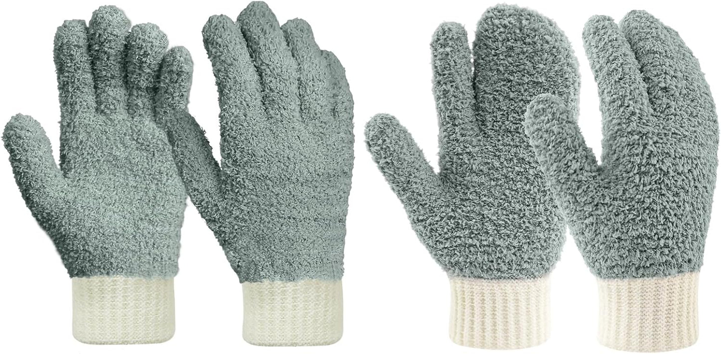 MIG4U Microfiber Dusting Gloves House Cleaning Glove for Blinds, Windows, Shutters, Furniture, and Car, Reusable Lint-Free Blue 1 Pair S/M