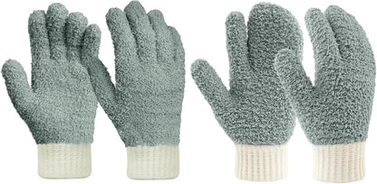 MIG4U Microfiber Dusting Gloves House Cleaning Glove for Blinds, Windows, Shutters, Furniture, and Car, Reusable Lint-Free Blue 1 Pair S/M