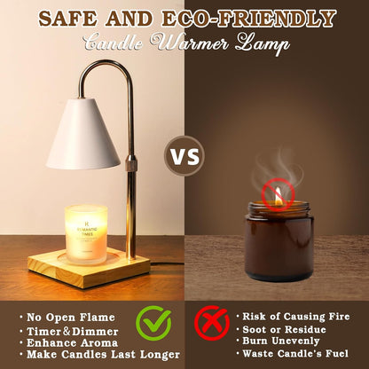 Modern Candle Warmer Lamp with Timer, Dimmable Candle Lamp Warmer, Mothers Day Birthday Gifts for Women Men, Black Candle Warmer, Adjustable Candle Light Warmer, Cozy Living Room Bedroom Home Decor