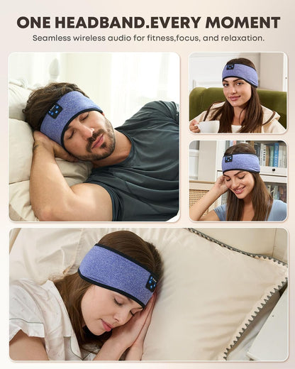 Sleep Headphones Bluetooth 5.4 Headband, Wireless Sleep Headphones with Ultra-Thin HD Stereo Speakers for Side Sleepers, Sweatproof Sports Headband for Workout Yoga Running Cool Gadget Unique Gifts