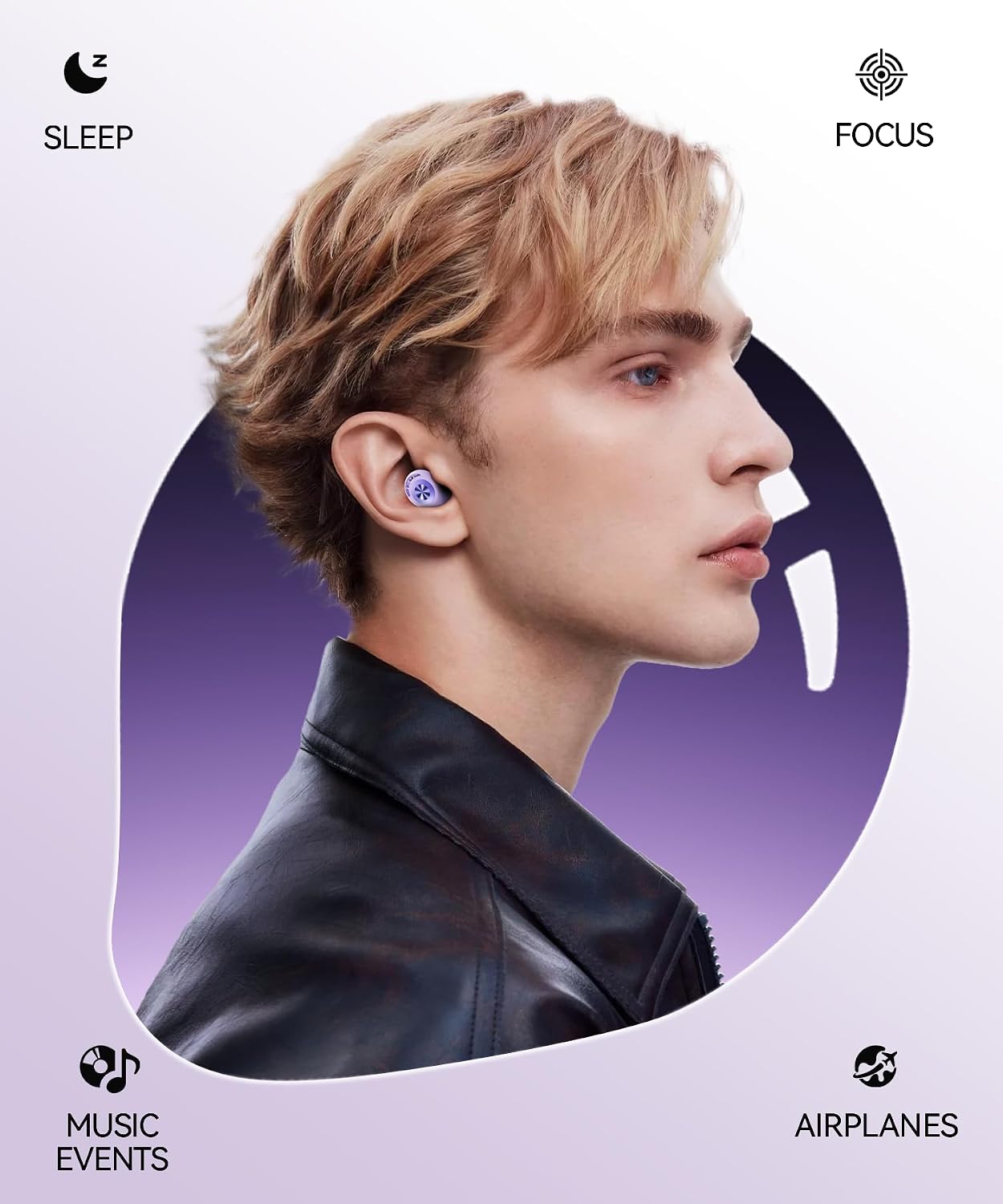 Ear Plugs for Sleeping 50dB Earplugs Noise Cancelling Ear Plugs for Noise Reduction Concerts Soft Reusable Silicone Earplugs for Snoring Side Sleepers Shooting Airplanes with 7 Eartips Case
