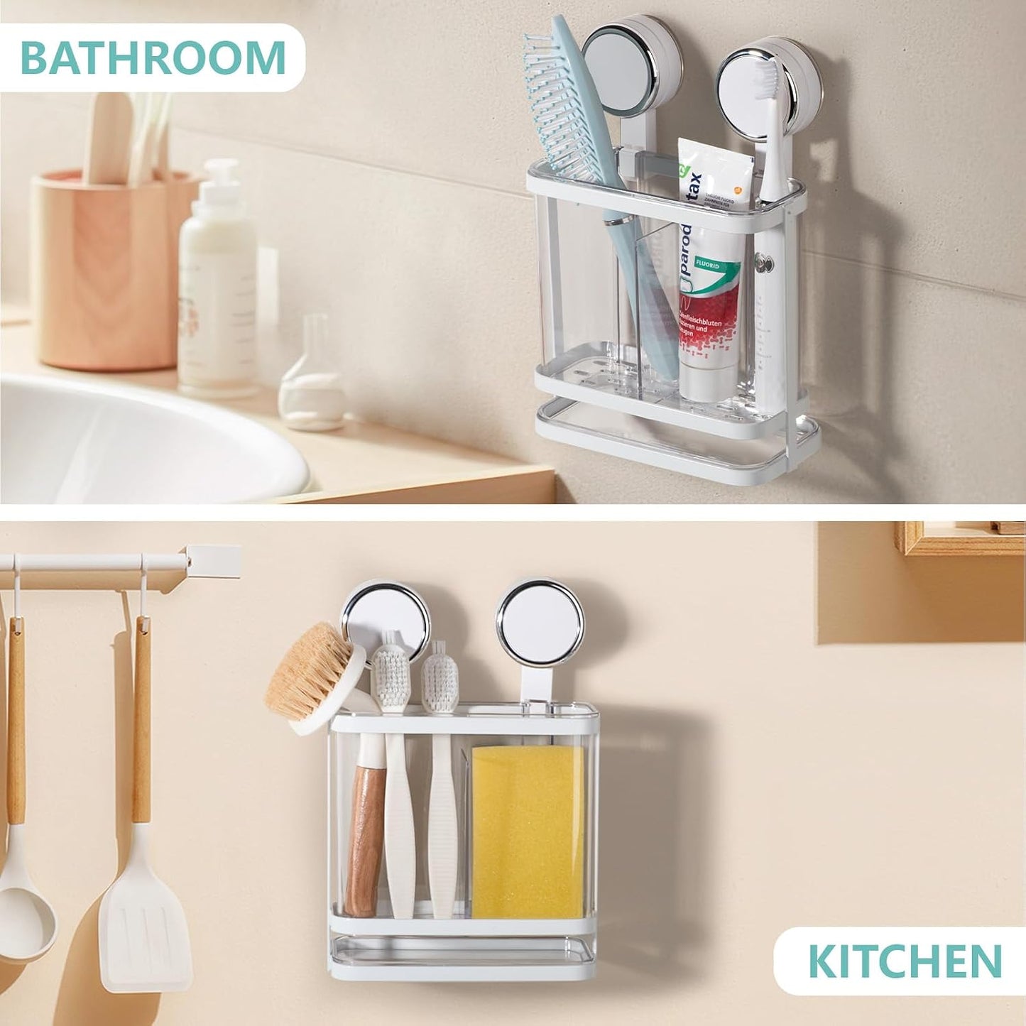 Toothbrush Holders with Drain Tray, Hanging Toothbrush and Toothpaste Holder Organizer Bathroom Caddy Countertop for Toothpaste, Razors, Electric Toothbrush - Clear | Detachable, Easy to Clean, Bathroom Organizer for Electric Toothbrush, Razors