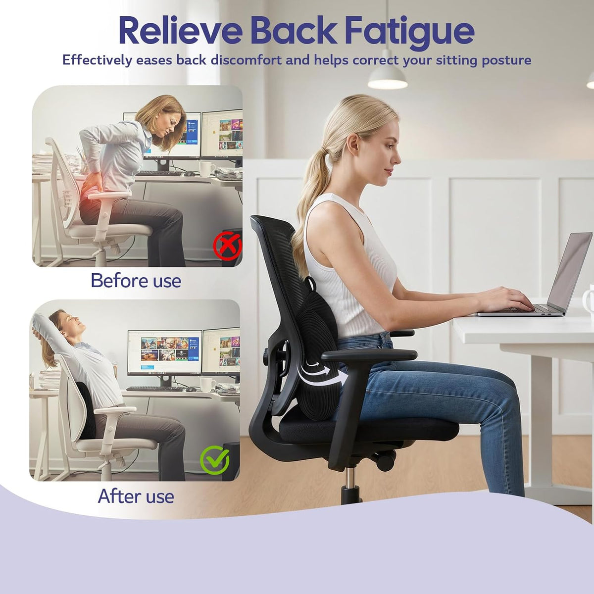Lumbar Support Pillow for Couch, Back Support Pillow for Chair