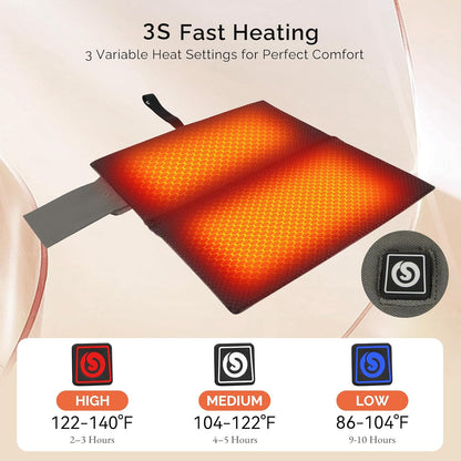 SAVIOR HEAT Heated Seat Cushion 3 Heat Settings 10000mAh | Foldable Office Chair Cushion, Heated Stadium Seats Pad for Home, Camping, Fishing, Office, Yard
