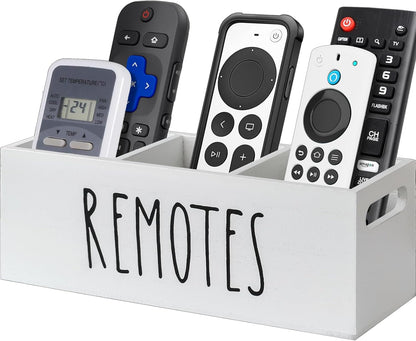 360° Rotating Remote Control Holder, Wooden TV Remote Holder for Table, Desk Organizer Caddy Media Storage Box for Living Room,Nightstand,Couch (Black)