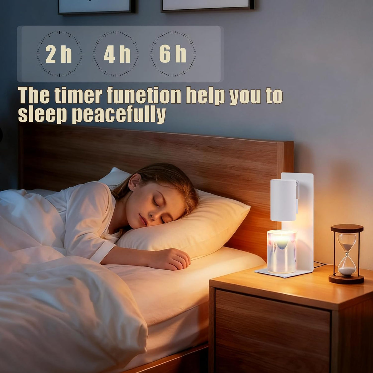 MOAFINA White Candle Warmer Lamp with Timer,Height Adjustable Dimmable