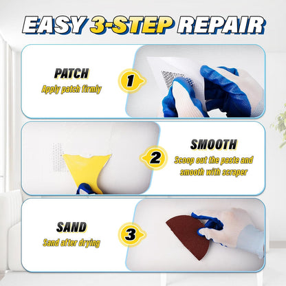 DIYSELF 9-Piece Spackle Wall Repair Kit, 7 oz White Touch Up Paste Set | Complete Repair Tools, Easy-to-Apply Wall Putty for Cracks, Nail Holes, Wall Filler for Gaps, Homes, Apartments and Renters