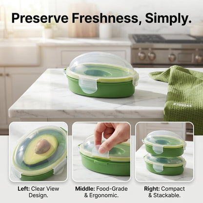 DOITOOL Avocado Keeper, Avocados Storage Container, Reusable Saver Holder, Silicone Fridge Container for Freshness, Refrigerator Vegetable Case Saver, Clear Box for Vegetarians